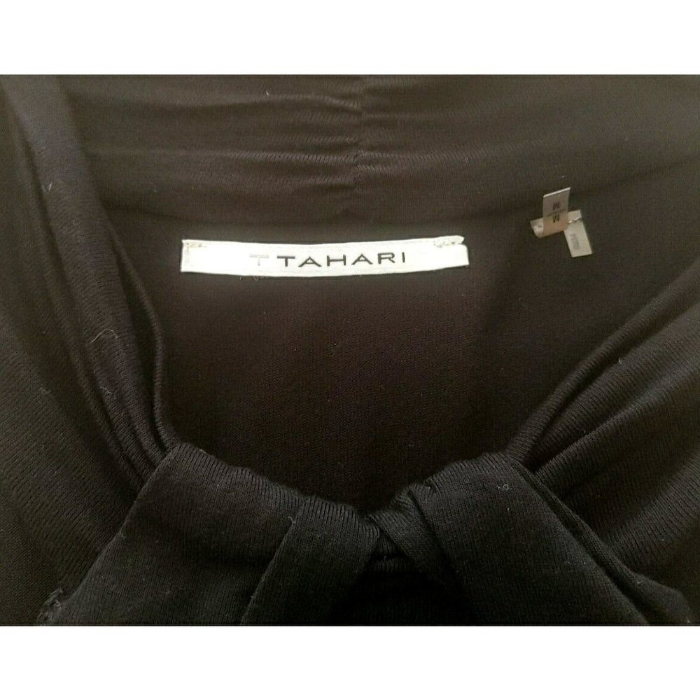 Tahari Pleated Halter Neck Sleeveless Black Jersey Maxi Dress Tie Waist Size M - Picture 6 of 6